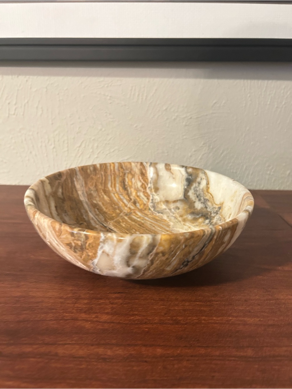 Onyx Decorative Accent Bowl Honey Amber Cream Pakistan Banded Calcite